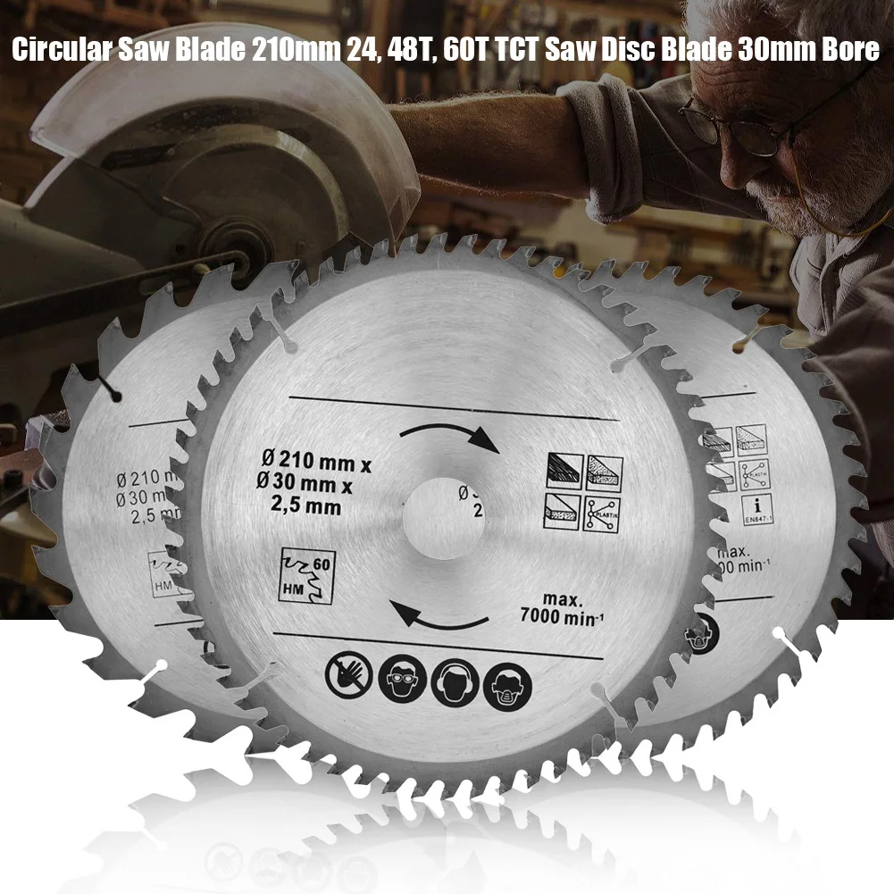 

Zk20 Circular Saw Blade 210mm 24, 48T, 60T TCT Saw Disc Blade 30mm Bore