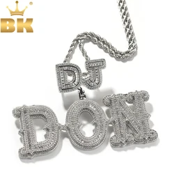 THE BLING KING Custom 2 Sizes Baguettecz Letters Pendant Micro Paved CZ Personalized Small Letter Clasp Necklace Hiphop Jewelry