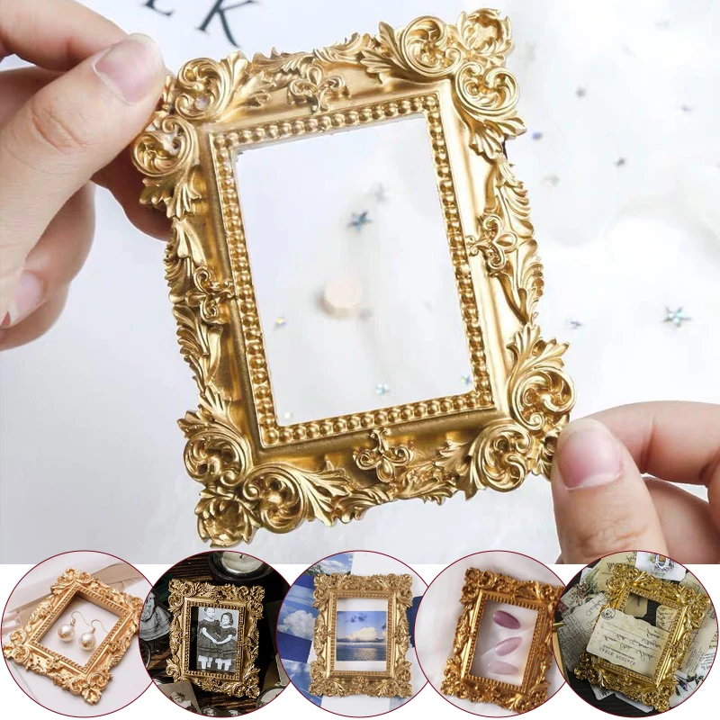 

2Pcs Gold Silver White mini Retro Photo Frame Jewelry Props Product Photo Accessories Props Ornaments Photography Background