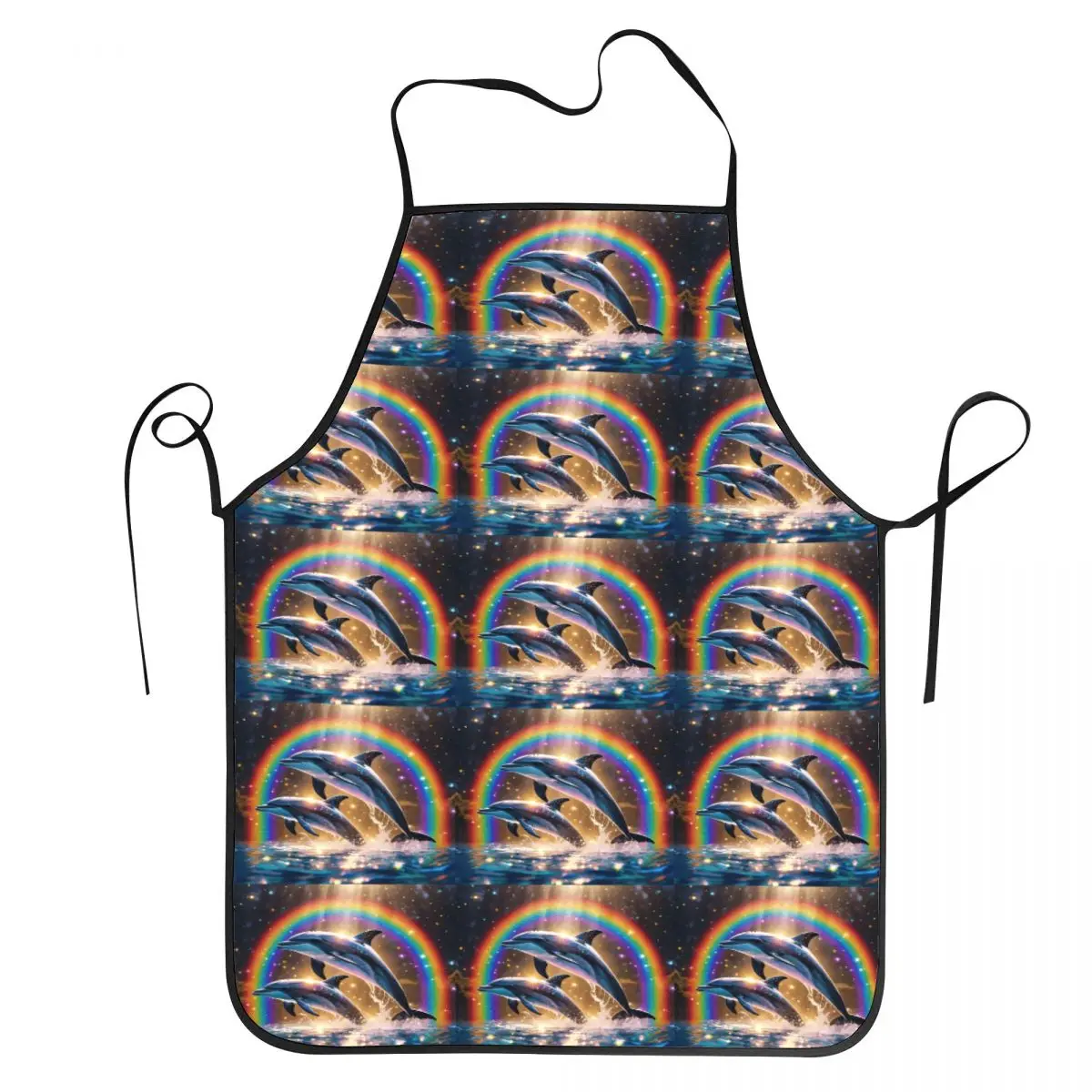 Sunset Dolphins Dancers Sea Creature Dolphin Apron Chef Cooking Tablier Sleeveless Bib Kitchen Cleaning Pinafore for Women Men