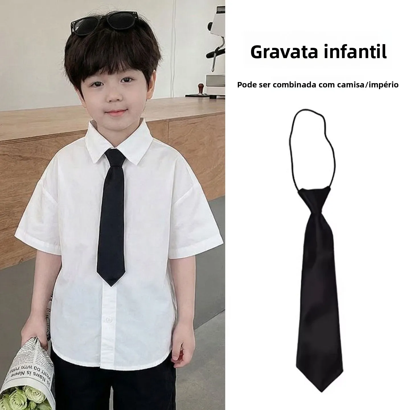 gravata-infantil-para-uniforme-escolar-camisa-de-performance-cor-solida-acessorio-sem-necessidade-de-amarrar-para-meninos