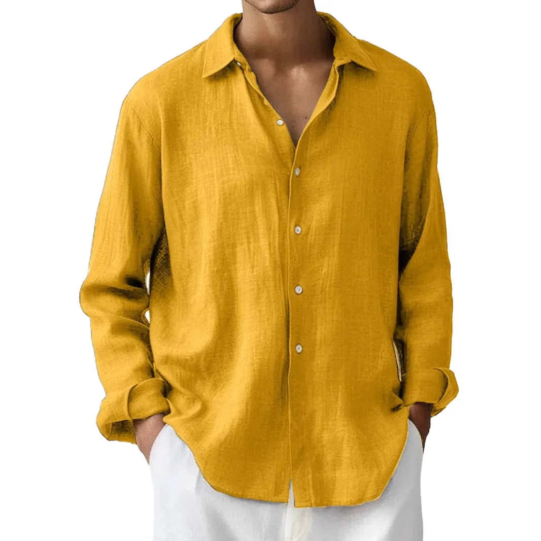 

Повседневный мужской длинный све, легкий дышащий однотонный воротник-стойка, базовый слой для молодых взрослых, осенний свободный крой