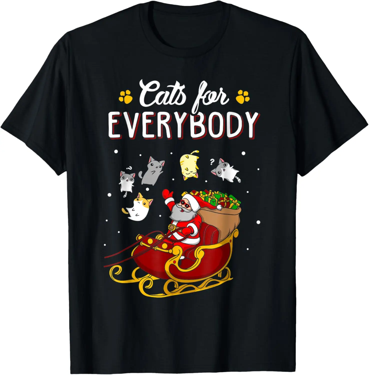 

Cats For Everybody Christmas Cat Funny Christmas Santa Women T-Shirt
