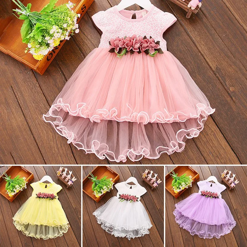 Newborn Baby Girl Dress Summer Floral Tulle Sleeveless Cotton Princess Dresses Infant Wedding Bridesmaid Birthday Party clothing