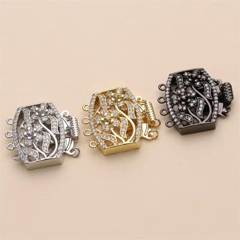 3pcs  26*29mm  Cubic Zircon CZ Micro Pave  Clasp Pendant necklace Bracelet Jewelry Making DIY