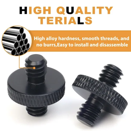 Imagen 2 del producto Tornillo adaptador macho doble de 1/4 "", adaptadores de trípode roscados, tornillo de montaje de trípode, tornillos de conector de liberación rápida para adaptador de micrófono de cámara