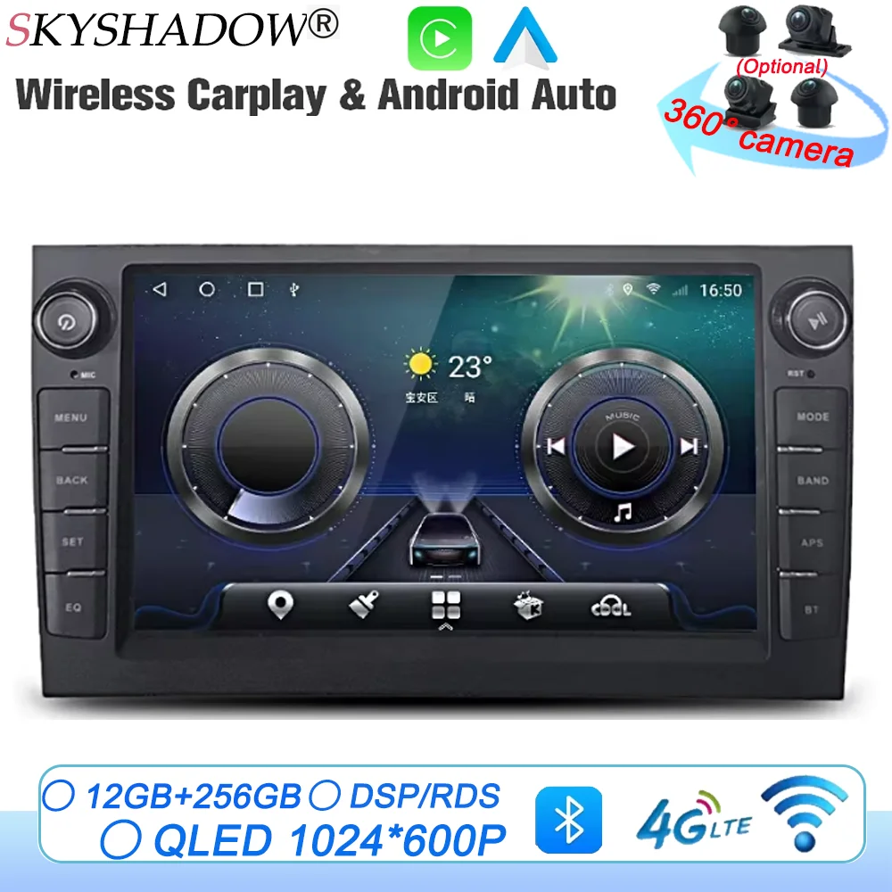 

Navigation Carplay Auto Android 14.0 IPS Car DVD Player GPS map WIFI Bluetooth Radio For AUDI A4 SEAT EXEO S4 RS4 2002-2009 4G