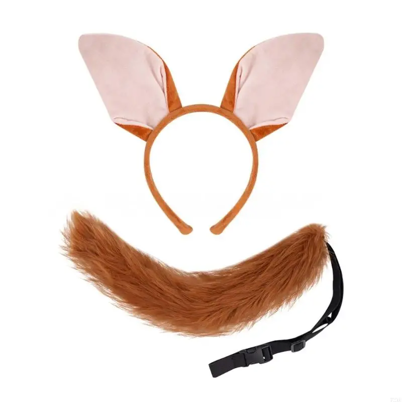 72XE Erwachsene Kinder Füchse Kostüme Cosplay Füchse Ohren Stirnband Fliege Schwanz Set Halloween Tier Kostüm Zubehör