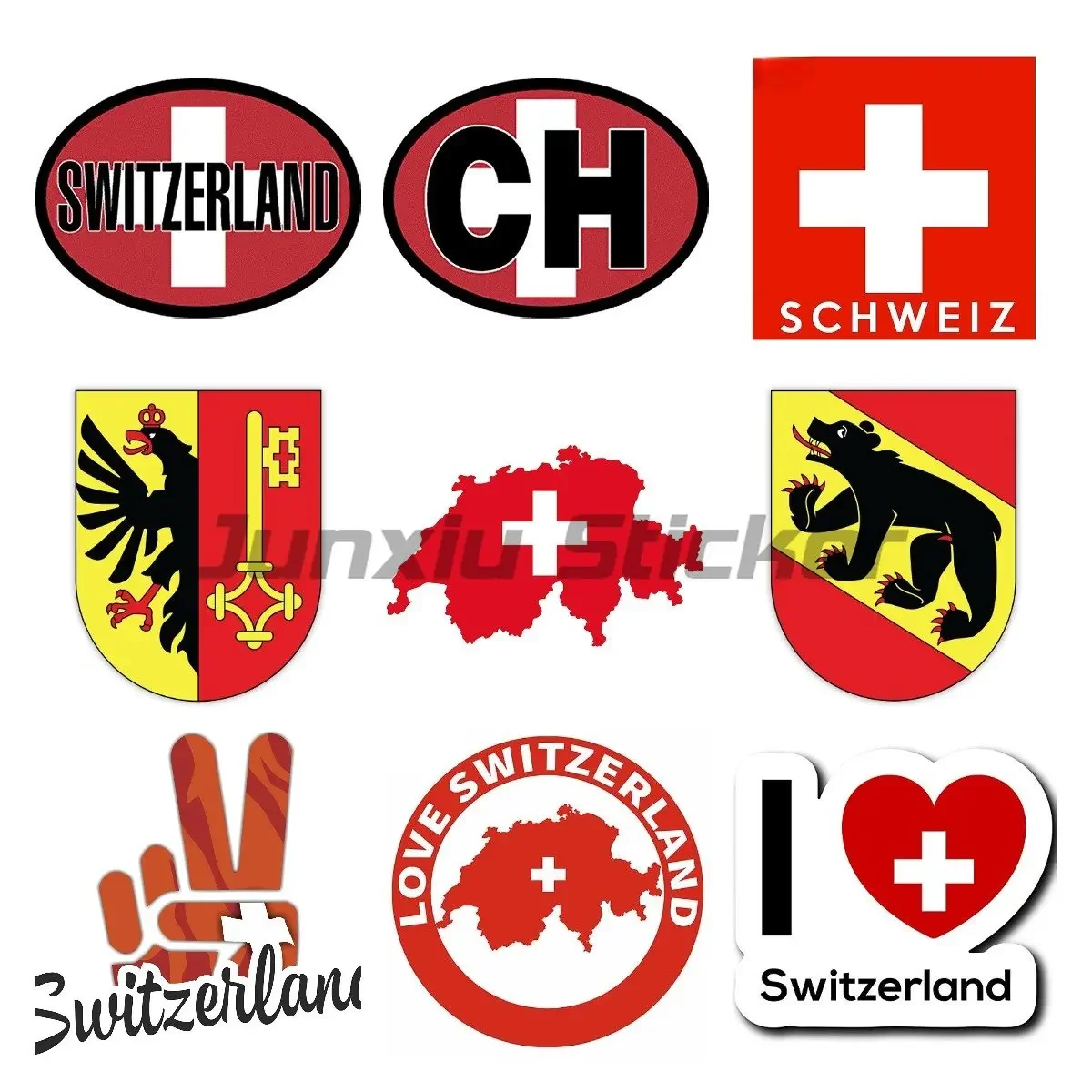 

Switzerland National Flag Car Stickers Car Bumper Window Motorcycle Helmet Laptop Vinyl Decals