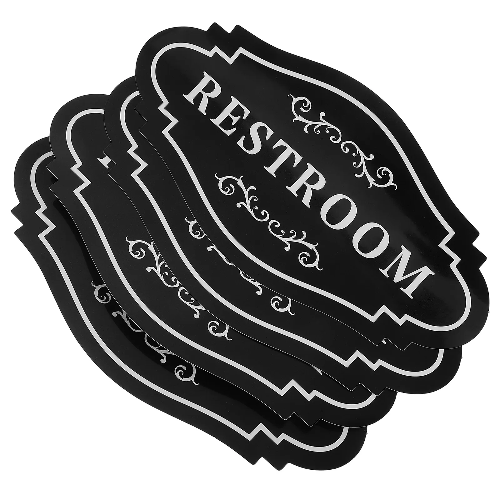 4Pcs Sleek Black Vinyl Restroom Sign Stickers Waterproof Bathroom Labels for Business Home Washroom Decor Toilet Identification view 3