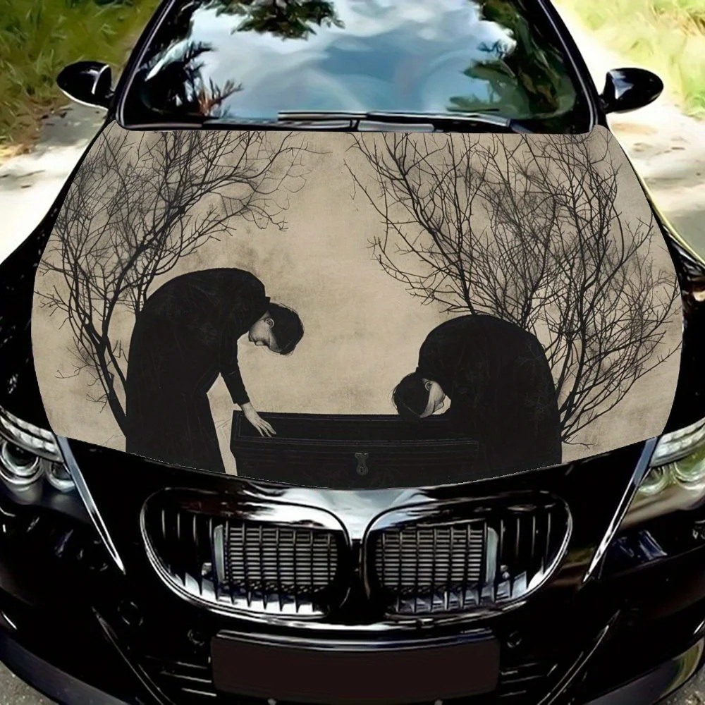 

Ethereal Figure - Tree Car Hood Vinyl Wraps Sticker, Car Engine Decal, Self-adhesive Waterproof Car Packaging Cover, Universal C