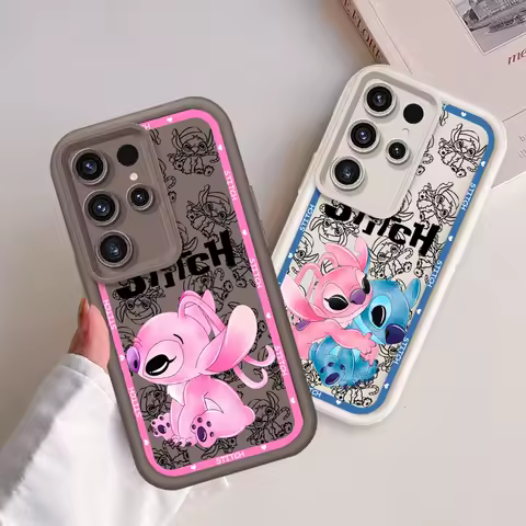Disney Stitch Cute Angel For Samsung Note 20 S24 S23 S22 S21 S20 Ultra Plus FE A25 A23 A22 A15 A31 5G Eye Ladder Cover