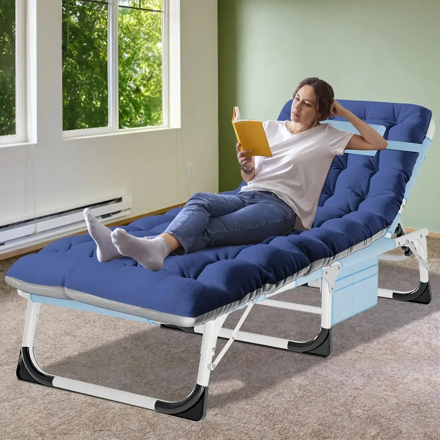 US Shipping 3-in-1 Tanning Chair, 5-Position with Face and Arm Holes | 5-position reclining chair includes a removable mat, pill