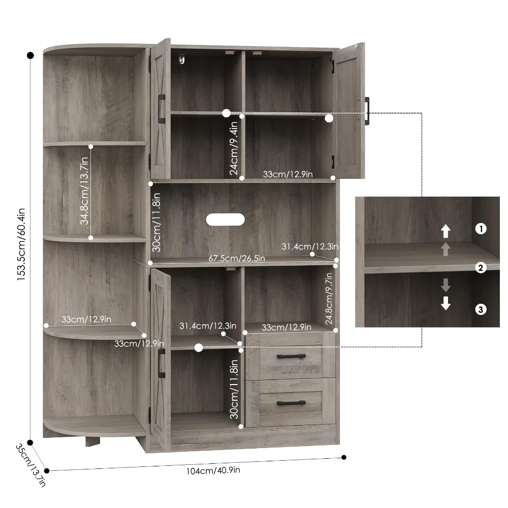 Keukenkast Opbergkast, Vrijstaand Hok Met Deuren En Planken, Buffetdressoir, Koffiebar Met Laden