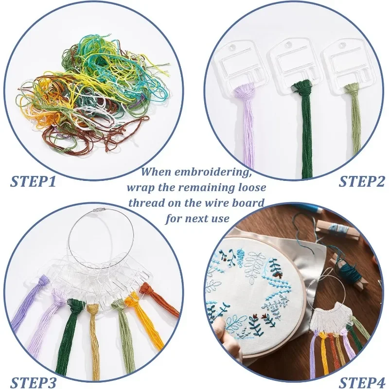 30pcs Acrylic Embroidery Floss Drop Clear Embroidery Thread Organizers Slim Floss Bobbins Cross Stitch Thread Bobbins for DIY