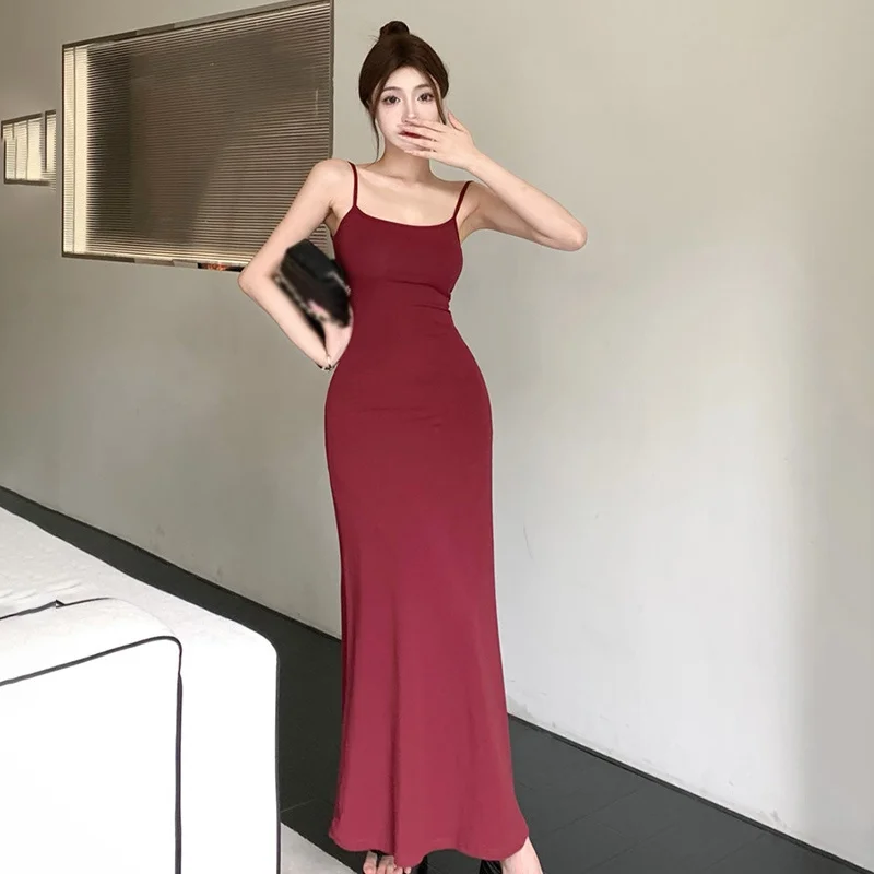 

Women Suspender Dress Waistband Layered Underneath Slimming Off Shoulder Summer Long