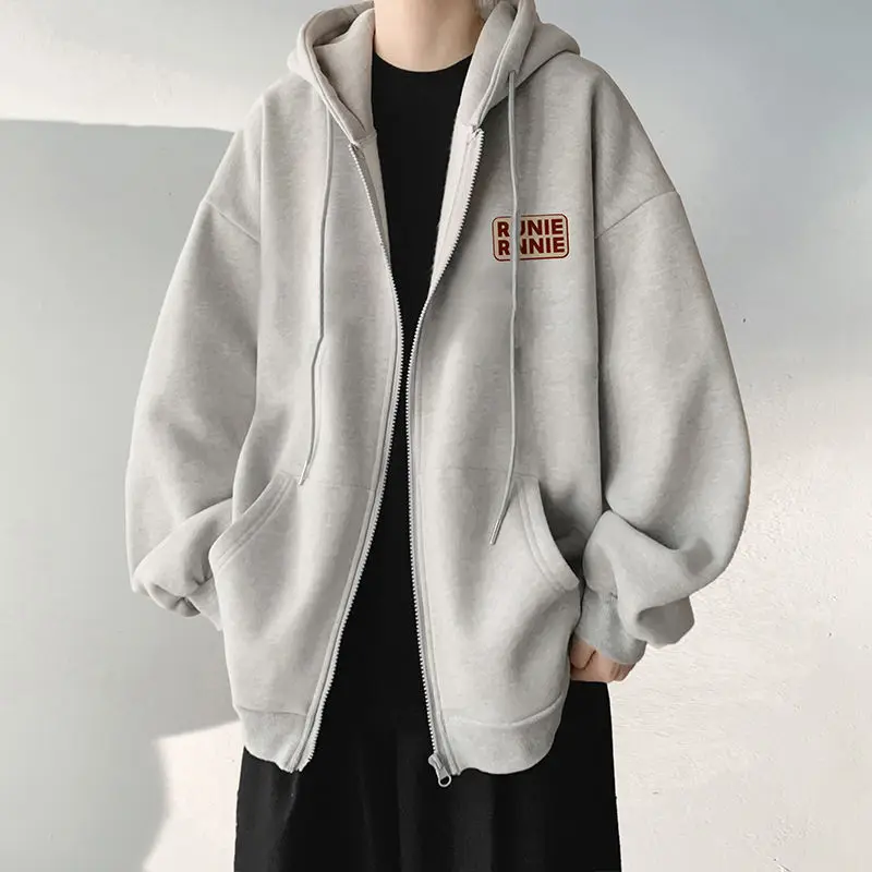 

Сплошной цвет, хлопок, весна-осень, светло-серый мужской свитшот с капюшоном и карманами, уличная одежда, роскошная новинка и дешевая мужская толстовка