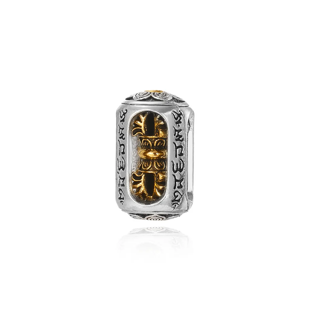 Alloy retro style two-color DIY bracelet chain perforated bead jewelry accessories necklace earrings bead spacer material