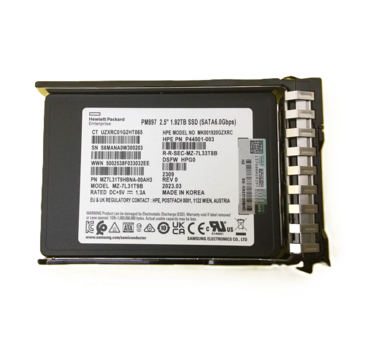 محرك الأقراص الصلبة للخادم P23449-B21 16 تيرابايت SATA 6G Business Critical 7.2K LFF LP ضمان لمدة سنة واحدة هيليوم 512e ISE متعدد البائع HDD