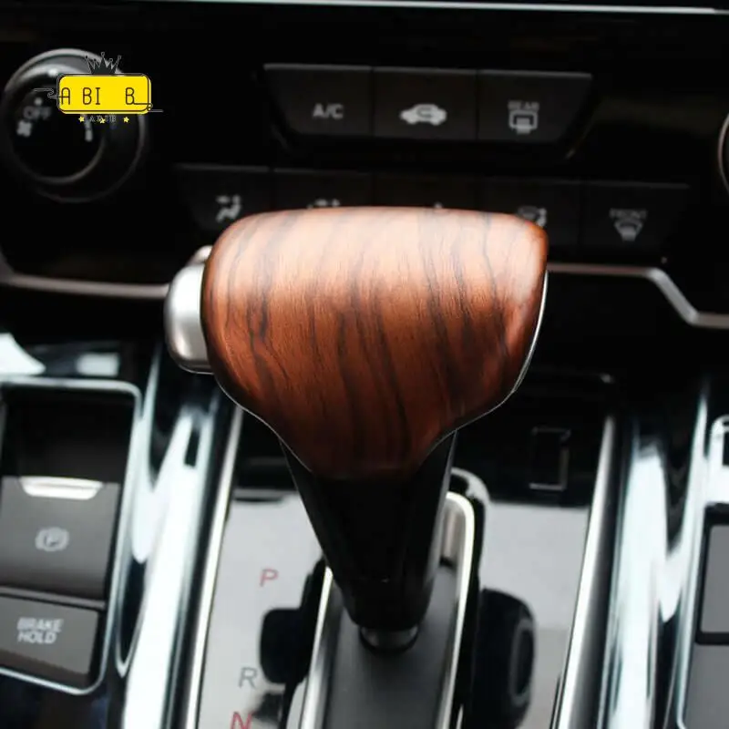 ABIB -ABS Peach Wood Grain Gear Lever Shift Knob Cover Trim For Honda CR-V CRV 2017-2020