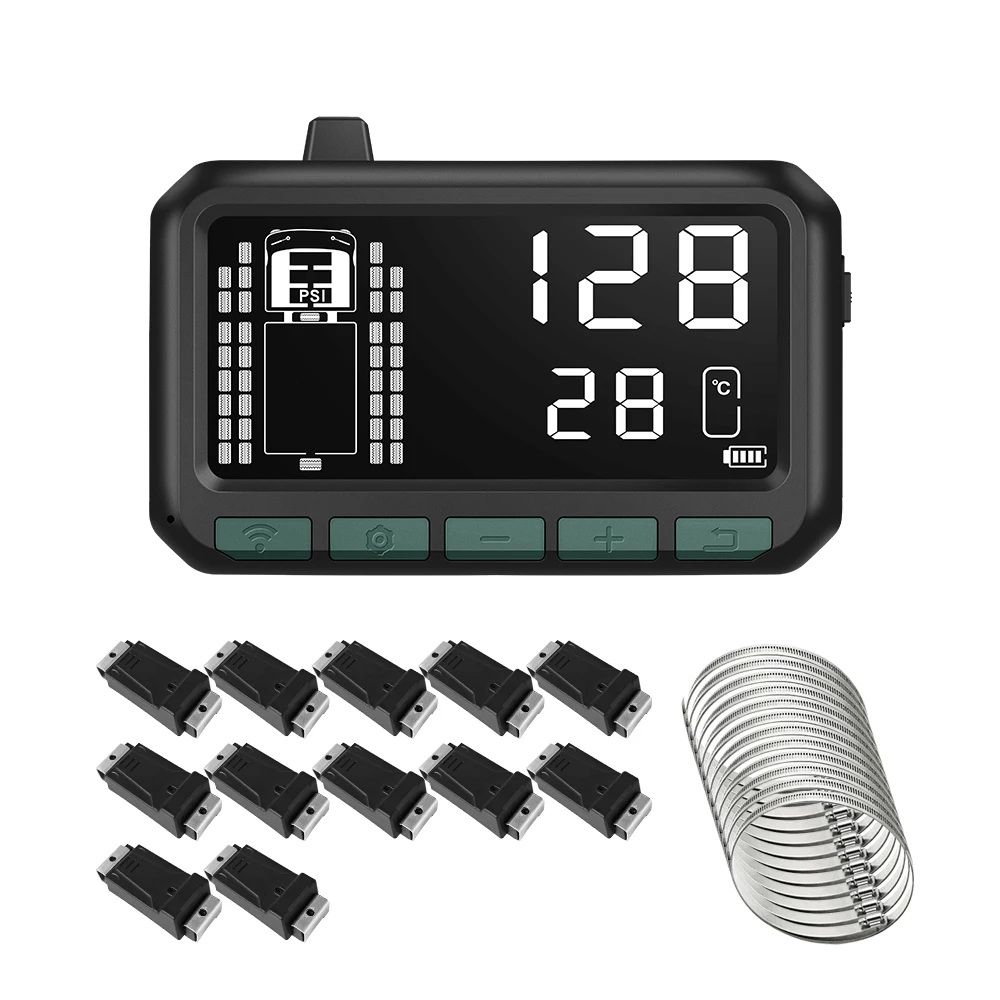 

For Factory Direct Wireless Digital Truck Universal 12 Wheels Tire Pressure Monitoring System 12 Internal Sensors Model