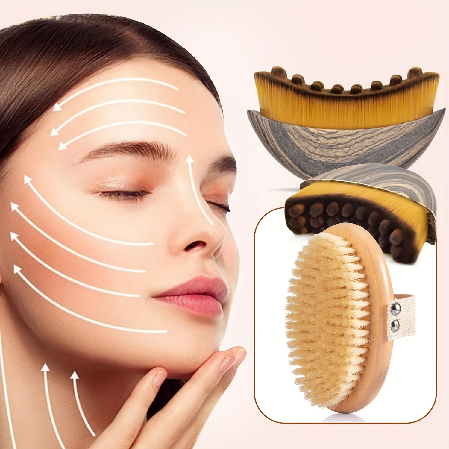 Lymphatische Kontur-Gesichts- und Körperbürsten: Der Lymphdrainage-Massager für Gesichts-Trockenbürsten, Gesichtsbürste zur Kinn- und Kieferlinienmodellierung