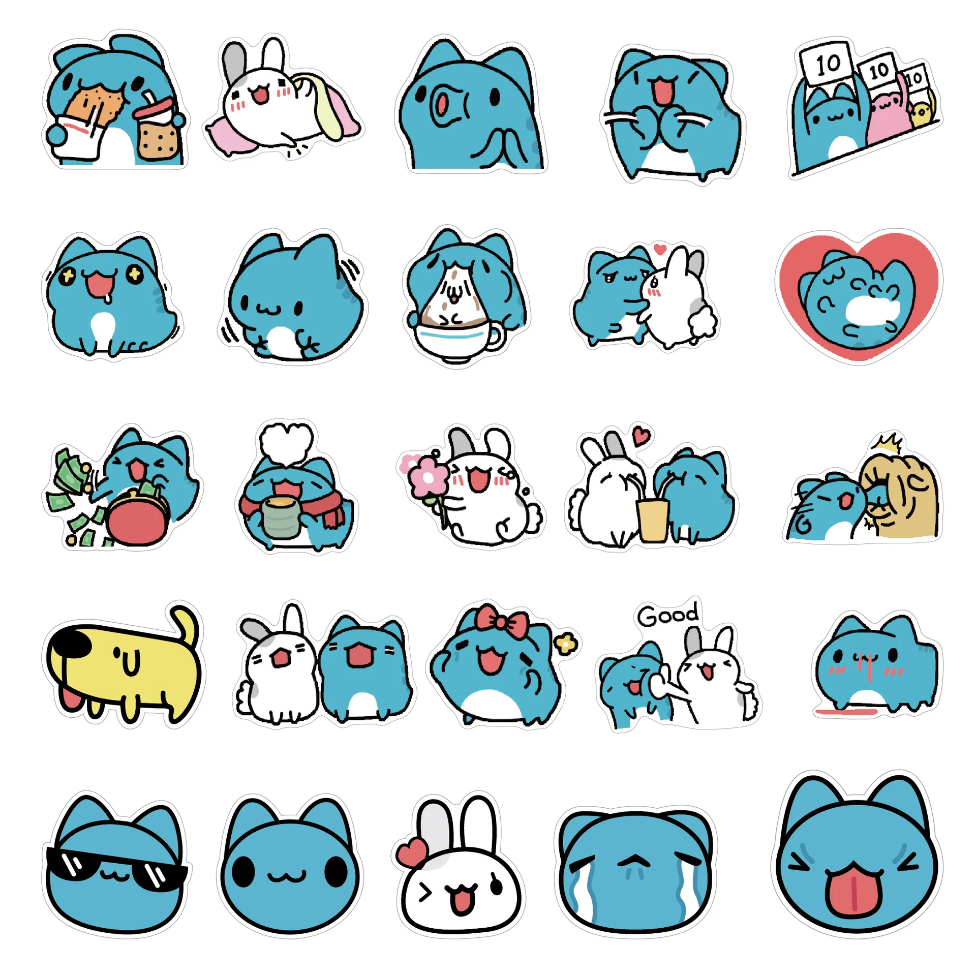 10/60PCS Cute Blue Bobo Meme Graffiti Sticker Capoo Cat Animal Cartoon Decal Notebook Phone Cup Guitar Fridge Waterproof Sticker view 5