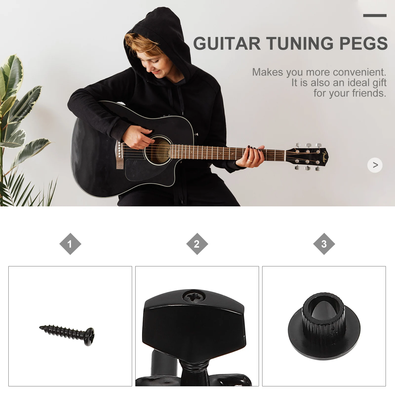

Guitar Machine Tuning Pegs Metal Durable for Acoustic Electric Guitars Stable Sound Easy Installation Practical Use Long Lasting