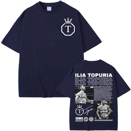 Imagen 2 del producto Camisetas limitadas de El Matador Ilia Topuria Merch para hombres y mujeres, camisetas informales de algodón de alta calidad, camiseta Retro de moda de gran tamaño