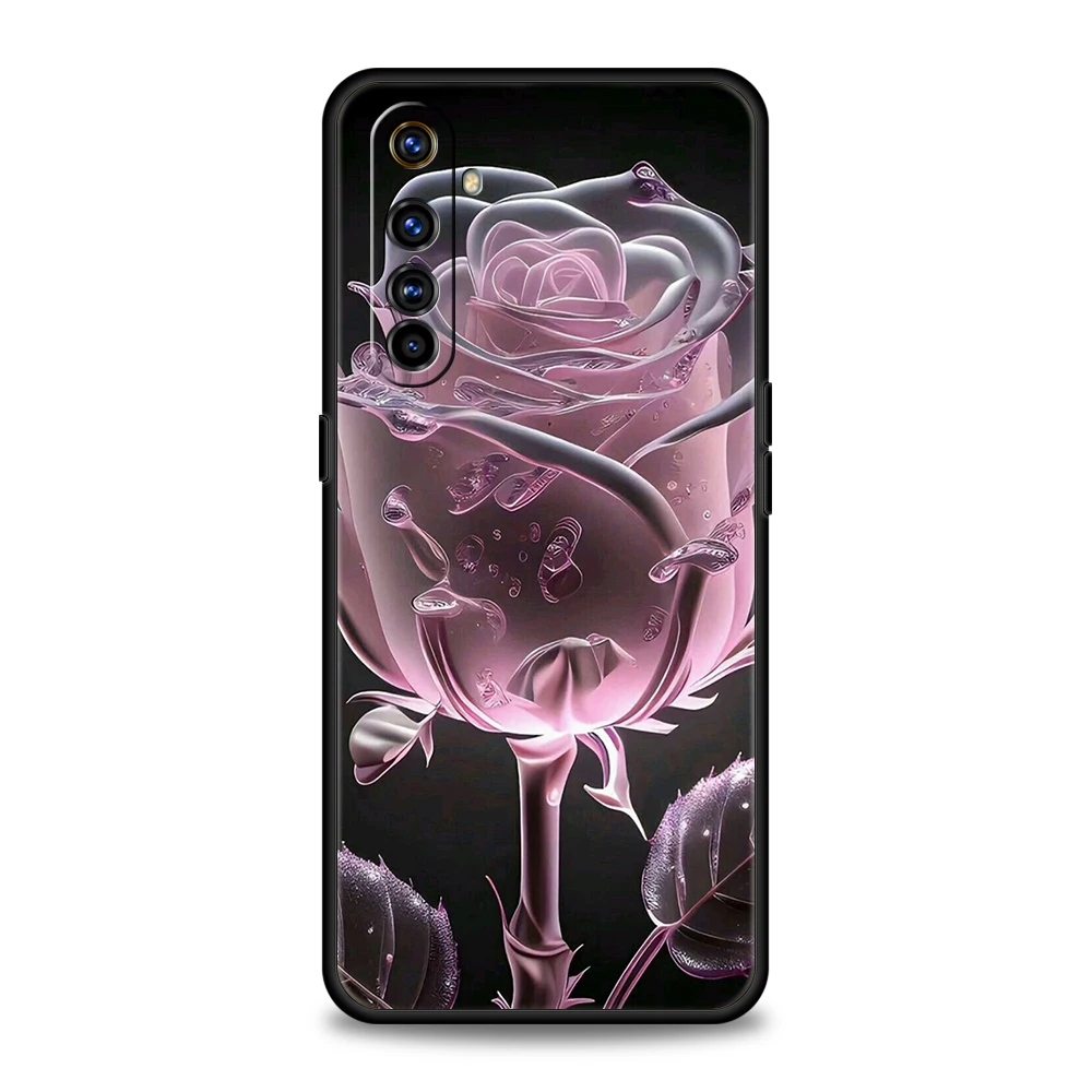 Cartoon Rose Phone Case for Oppo A17 A12 A57 A74 A16 Find X5 X6 A52 A53 A54 A15 Reno 6 Z 7 Pro A9 2020 5G Silicone Shell Capas