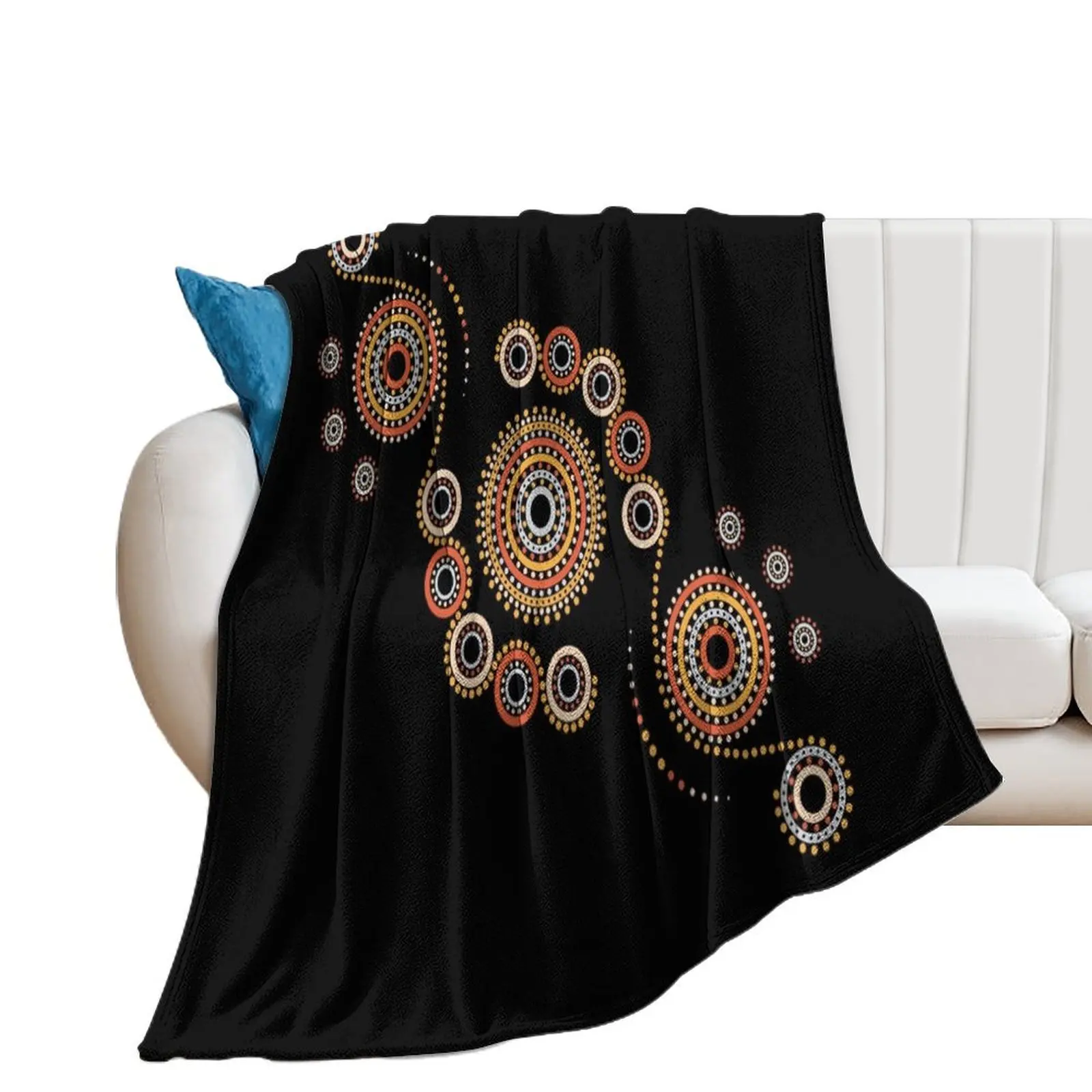 Aboriginal Art Aborigine Australian Indigenous aboriginal Flag autochthon Bigambul Points Circle Autumn Day Gift F Throw Blanket