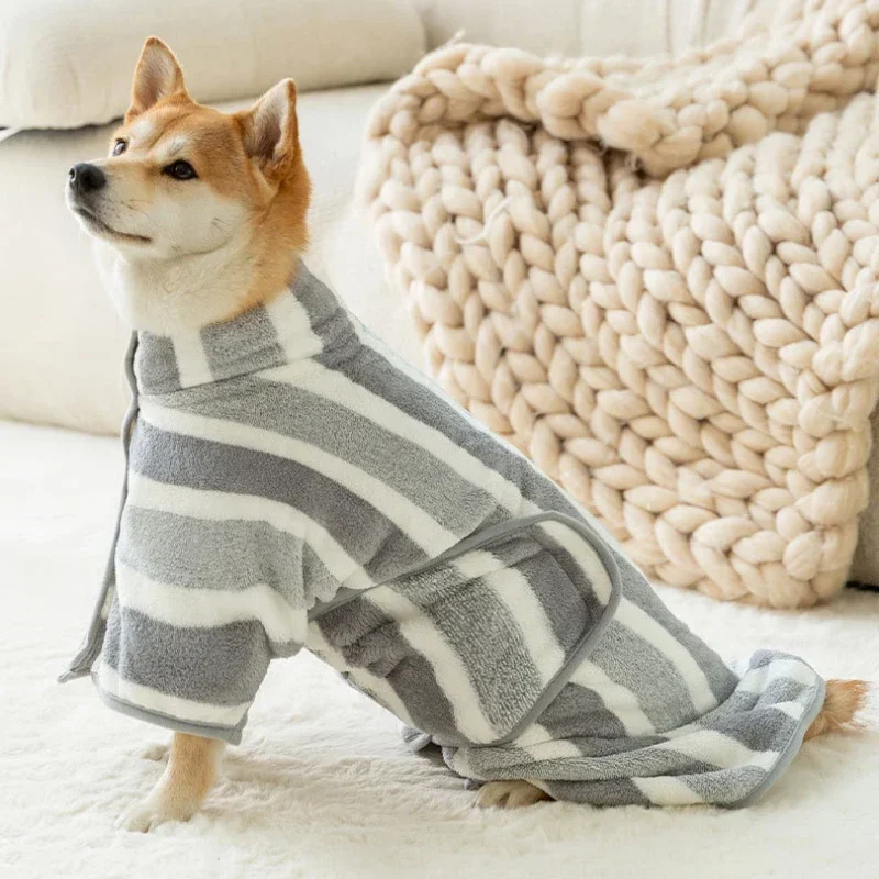 Pet Super Absorbent Bathrobe, Coral Fleece Quick-Drying Towel for Medium Large Dogs and Cats