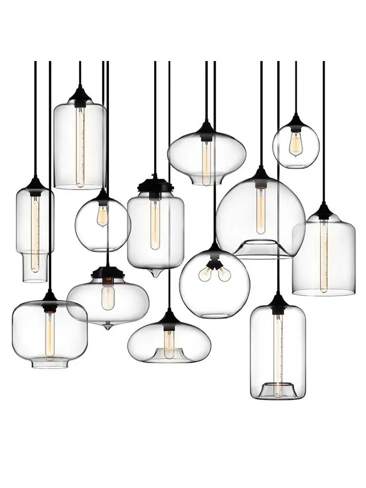 

Contemporary 2025 Vintage Style Glass Pendant Lamp Black Round Chandelier Customizable Ceiling Light for Bistro