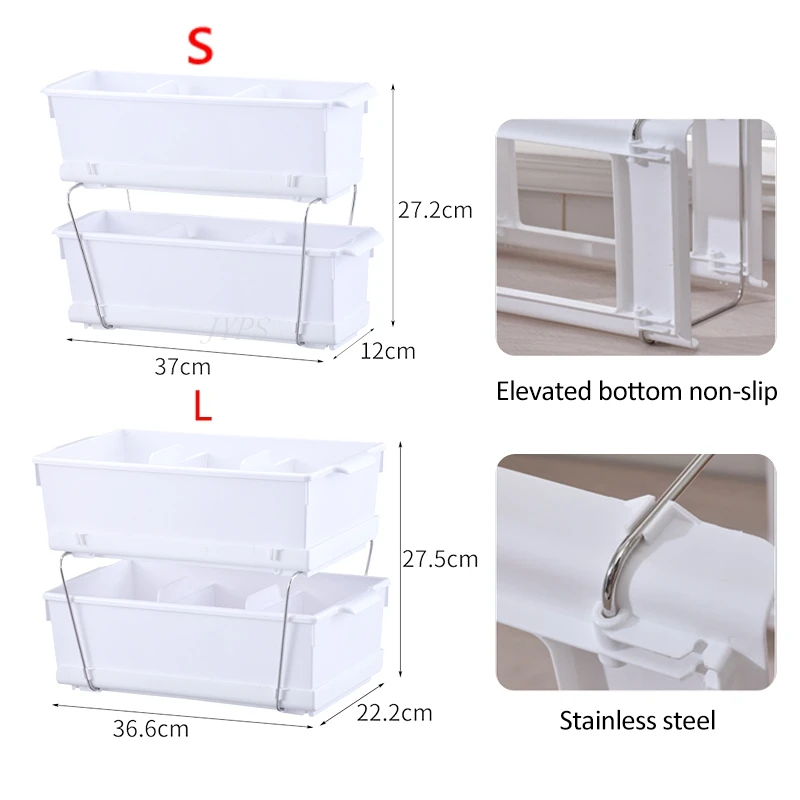 Kitchen Storage Rack Under Sink Drawer Storage Rack 2 Tier Pull out Organizer Multi-purpose Shelf Cabinet Kitchen Acceesories