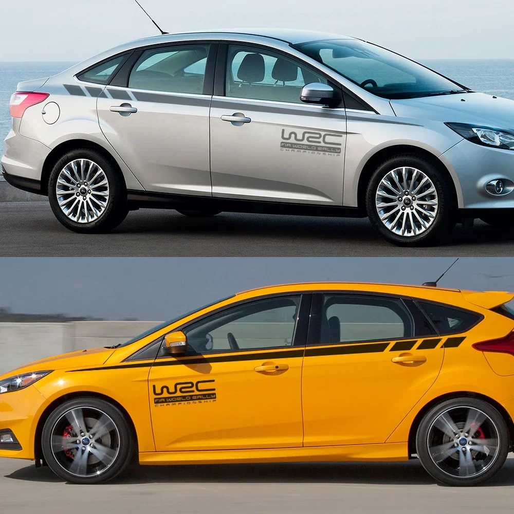 

For Ford Focus 2 3 MK2 MK3 2pcs Car Side Skirts Stickers Stylish Graphics Auto DIY Styling Vinyl Decals Auto Tuning Accessories