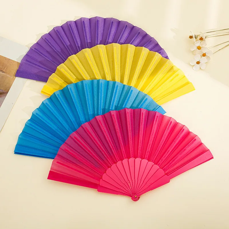 Classical Plastic Folding Fan Chinese Style Retro Hand Held Floral Dance Performances Custom Wedding Gift for Guest 2021