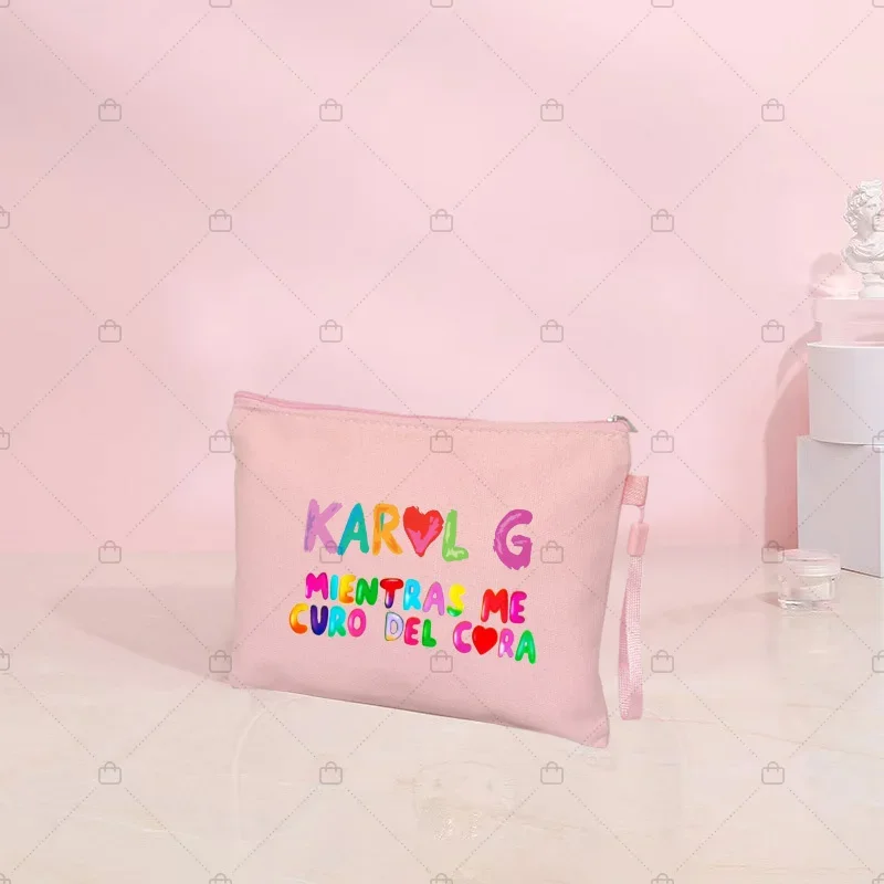 2023 New Manana Sera Bonito Karol G Canvas Travel Cosmetic Bag Cute Mañana Será Bonito Makeup Pouchs Birthday/fans Gifts for Her