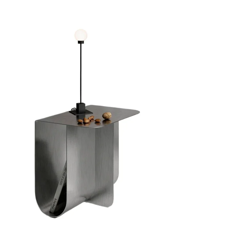 

Creative stainless steel sofa edge few designer light luxury living room small coffee table modern simple bedside small table