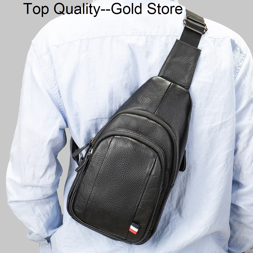 

Shoulder Bag Husband Genuine Leather Chest Sling Side Slingpack Phone Pouch Pocket Cross Body 7.9 Inch