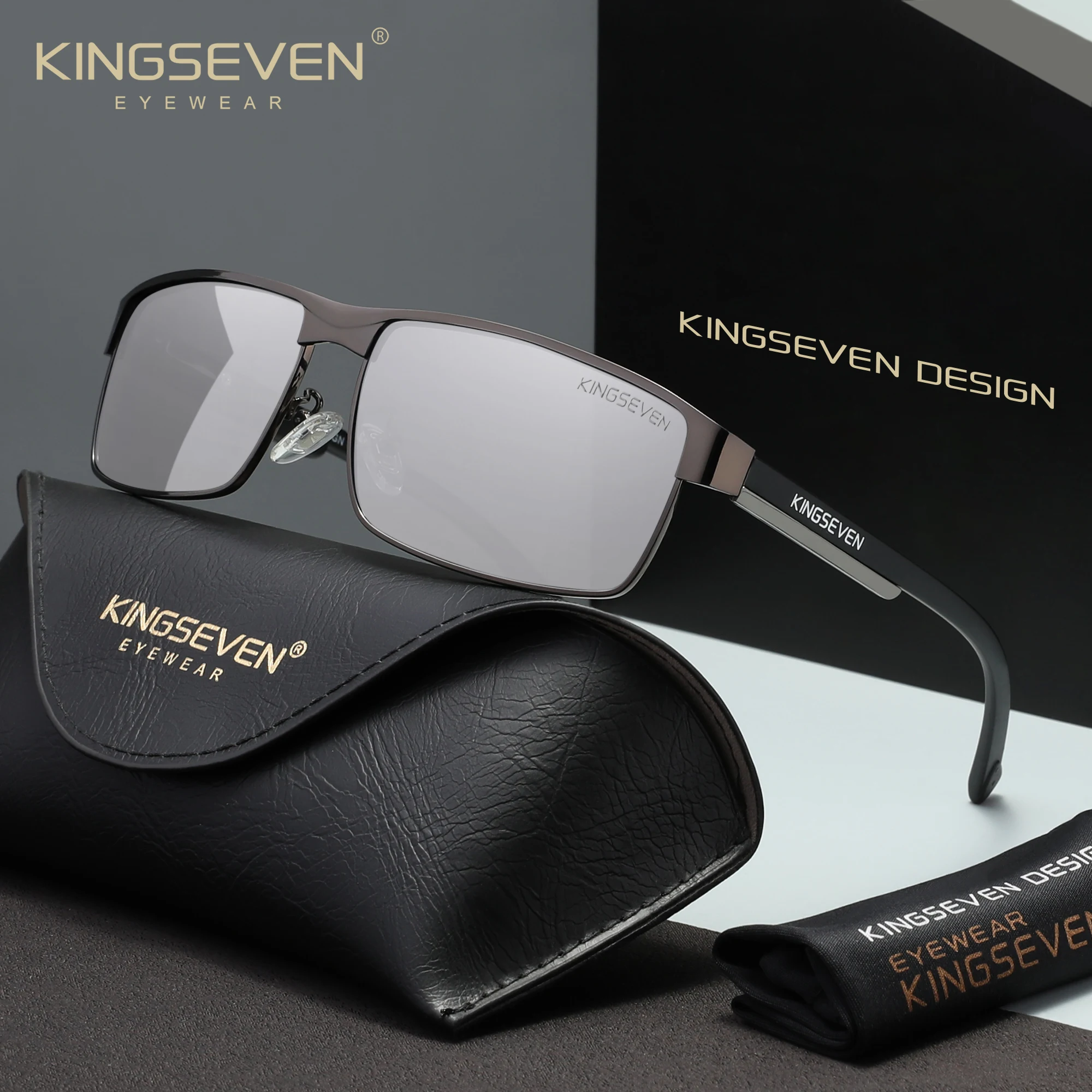 

KINGSEVEN мужские поляризационные солнцезащитные очки для вождения UV400 антибликовые очки высокого качества мужские повседневные прямоугольные модные уличные очки