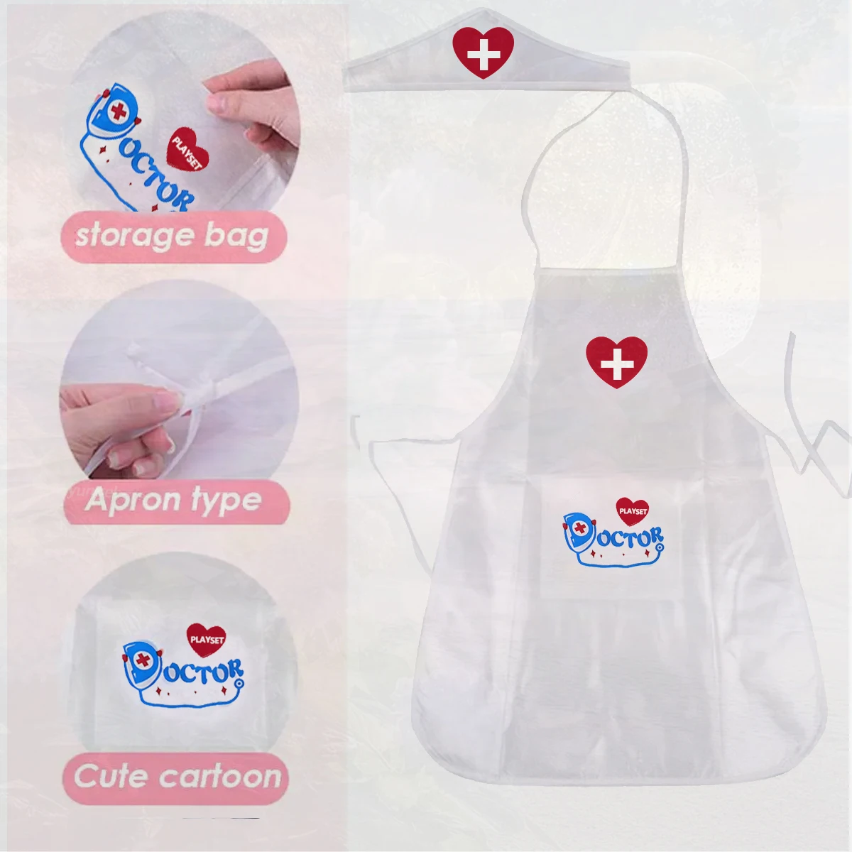 مجموعة مريلة وقبعة للعب دور الطبيب للأطفال، لعبة الطبيب التظاهري، فستان رياض الأطفال العائلي، زي تعليمي للأولاد والبنات #5