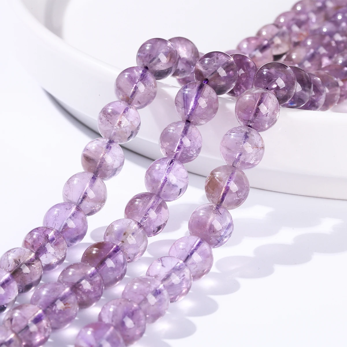5A Natural Brazilian Ice Amethyst Beads Round Loose Spacer Bead for Jewelry Making Diy Necklace Bracelet Accessory 15