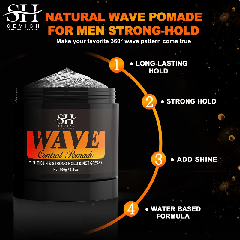 360 Wavy Frizz Control Gel Strong Hold Nourishing Scalp Wave Cream Natural Anti-Hair Loss Clay Hair Pomade for African Black Men