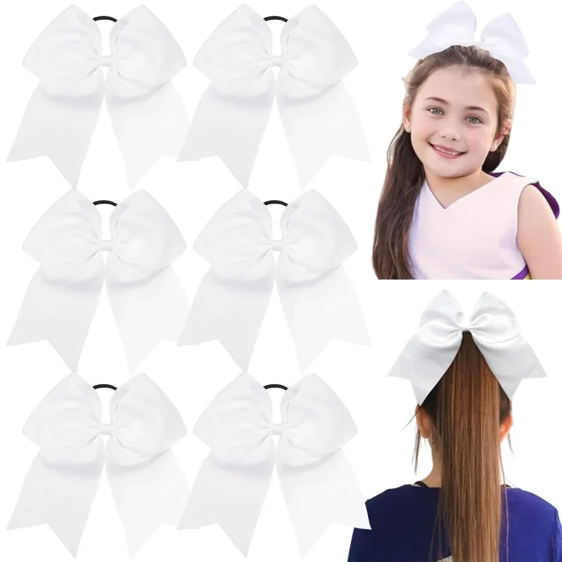 

6 шт./8 дюймов, большие банты для волос, резинки для хвоста, эластичные повязки ручной работы для чирлидинга, аксессуары для волос для девочек-подростков, для студенческих спортивных мероприятий