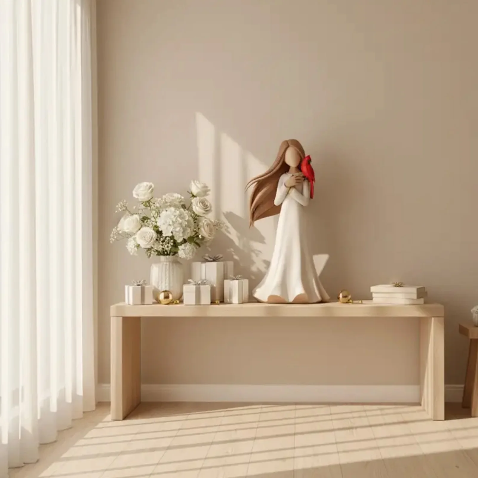 

Resin Angel Bird Figurine Handmade Home Decor Cabinet Display Ornament Creative Festival Gift For Family Friend Neighbors