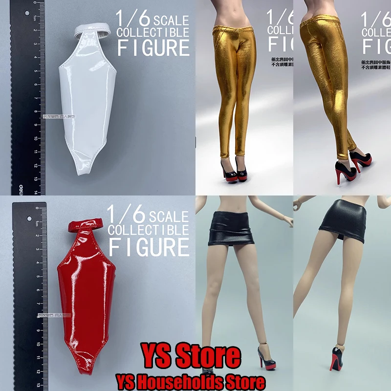 

1/6 Scale Female Solider Pu Bodysuit Short Skirt Slim Pants Clothes Toys Scene Accessory For 12" Action Figure Body Decoration