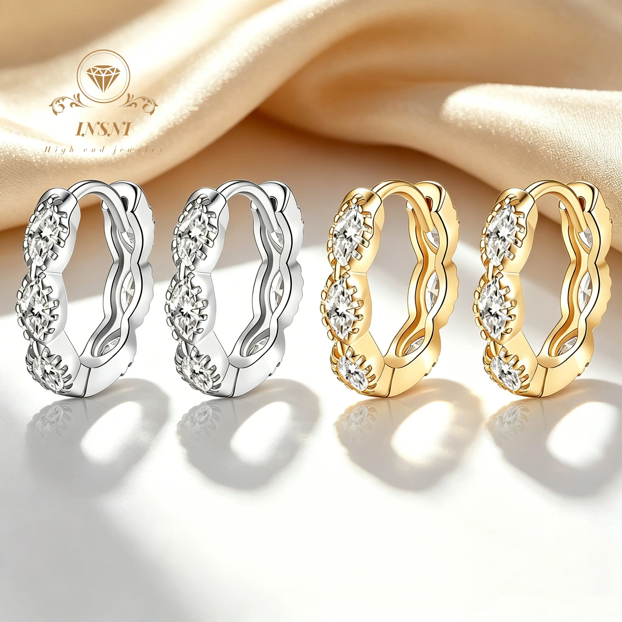 S925 Sterling Silver Exquisite Temperament Fashion Inlaid Ear Buckle Versatile Trend Earrings Affordable Light Luxury Jewelry