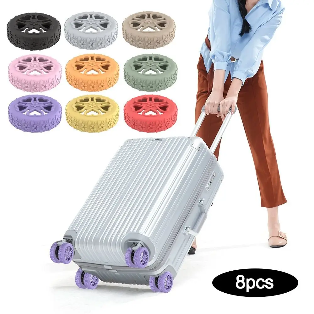 

8Pcs Silicone Luggage Wheels Protector Cover Reduce Noise Shock Absorption Luggage Caster Shoes Anti-slip Reduce Wheel Wear
