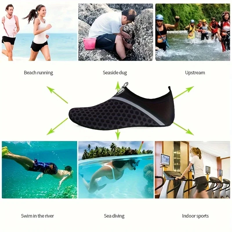 Zapatos de agua de secado rápido para hombre y mujer, sandalias antideslizantes para la playa, zapatillas planas para la playa