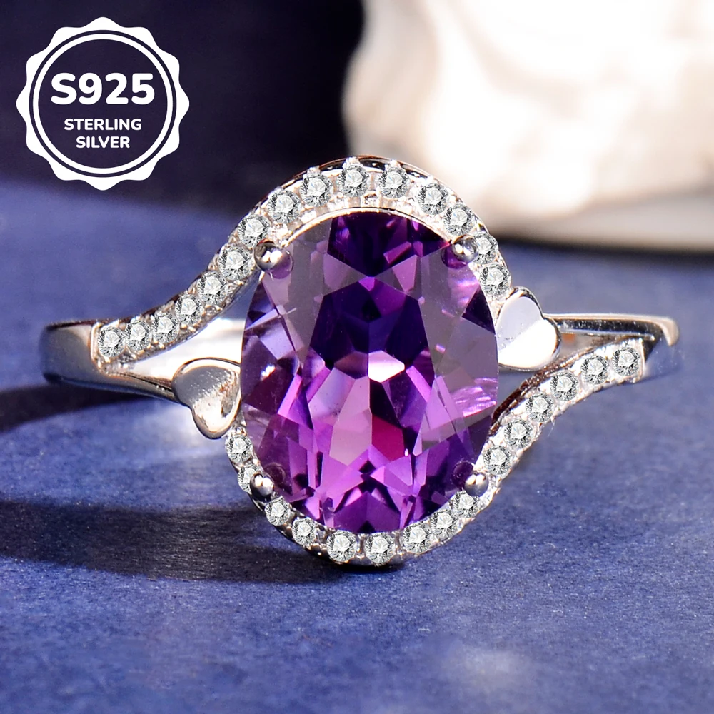 

925 Silver Natural Amethyst Ring, Suitable for Women, Women's Ring, Adjustable, Elegant, Fashionable, Luxurious, with a Sense of Class, High-End, Festive Gift, Valentine's Day Gift, Mother's Day Gift, Gift for Loved Ones, Birthday Gift, Christmas Gift Tha